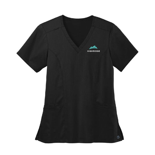 Women's V-Neck Scrub Top - Black