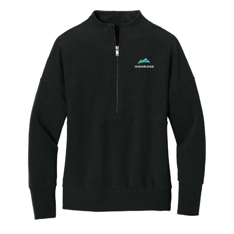 Women's Textured 1/4 Zip Pullover - Deep Black