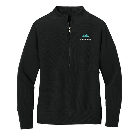 Women's Textured 1/4 Zip Pullover - Deep Black